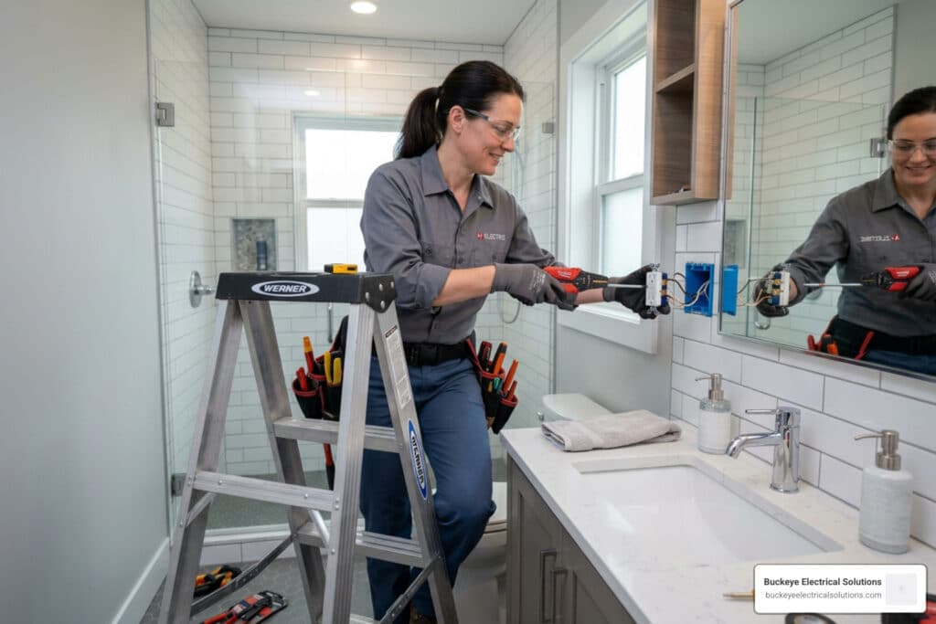 add outlet to bathroom