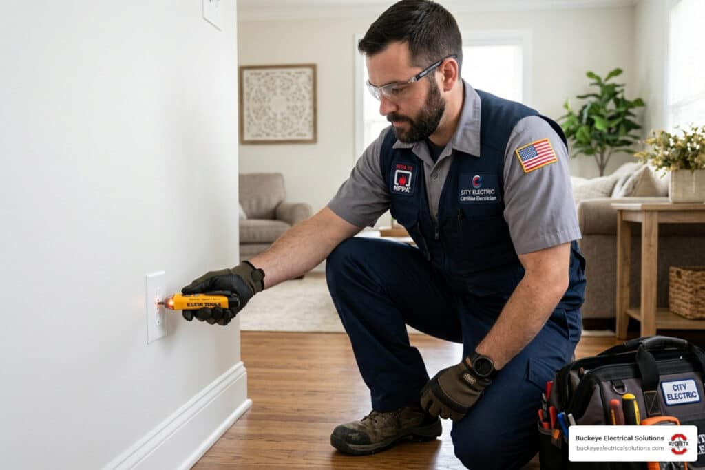 electrical outlet inspection professional electrician circuit tester residential